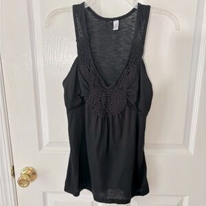 Crochet front black classy tank fun